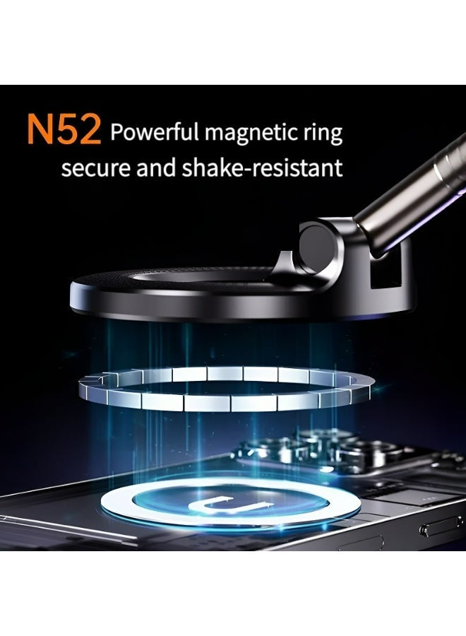 حامل هاتف سيارة لـ MagSafe قوي بمغناطيس 3600 غرام-قوة وذراع معدني دوار 360 درجة لسلسلة iPhone 17/16/15 وحامل هاتف سيارة عالمي لأندرويد - Image 4